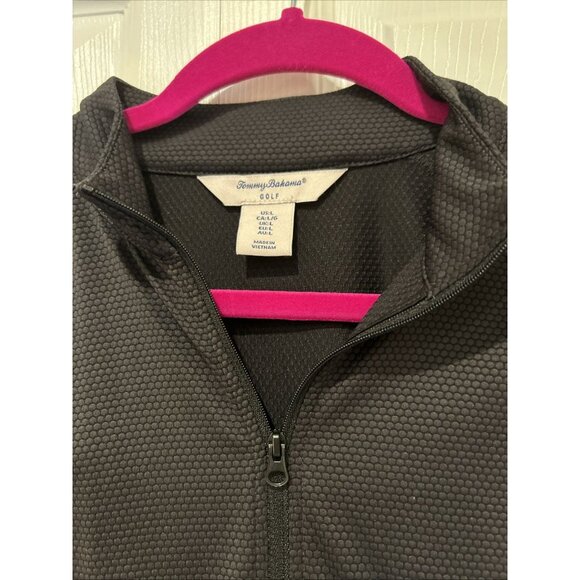 Tommy Bahama Womens Sz L Black Golf UPF Blouse Shirt Top Tropical Beach - Picture 3 of 9